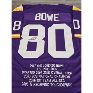 Dwayne Bowe Autographed/Signed Jersey JSA Sticker Purple Custom Jersey